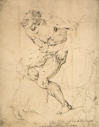 Ein Teufel, Zeichnung von Michelangelo. Gabinetto dei Disegni e delle Stampe, Uffizien-Galerie, Florenz von Michelangelo Buonarroti